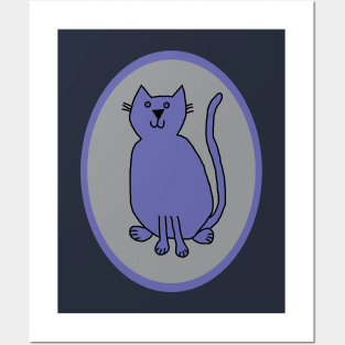 Very Peri Cat on Ultimate Gray Oval Posters and Art